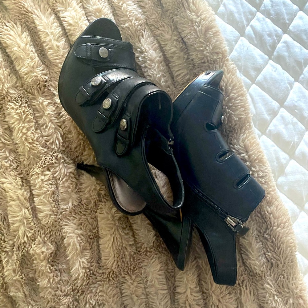 Coach Sandra Calf Black Platform Heel